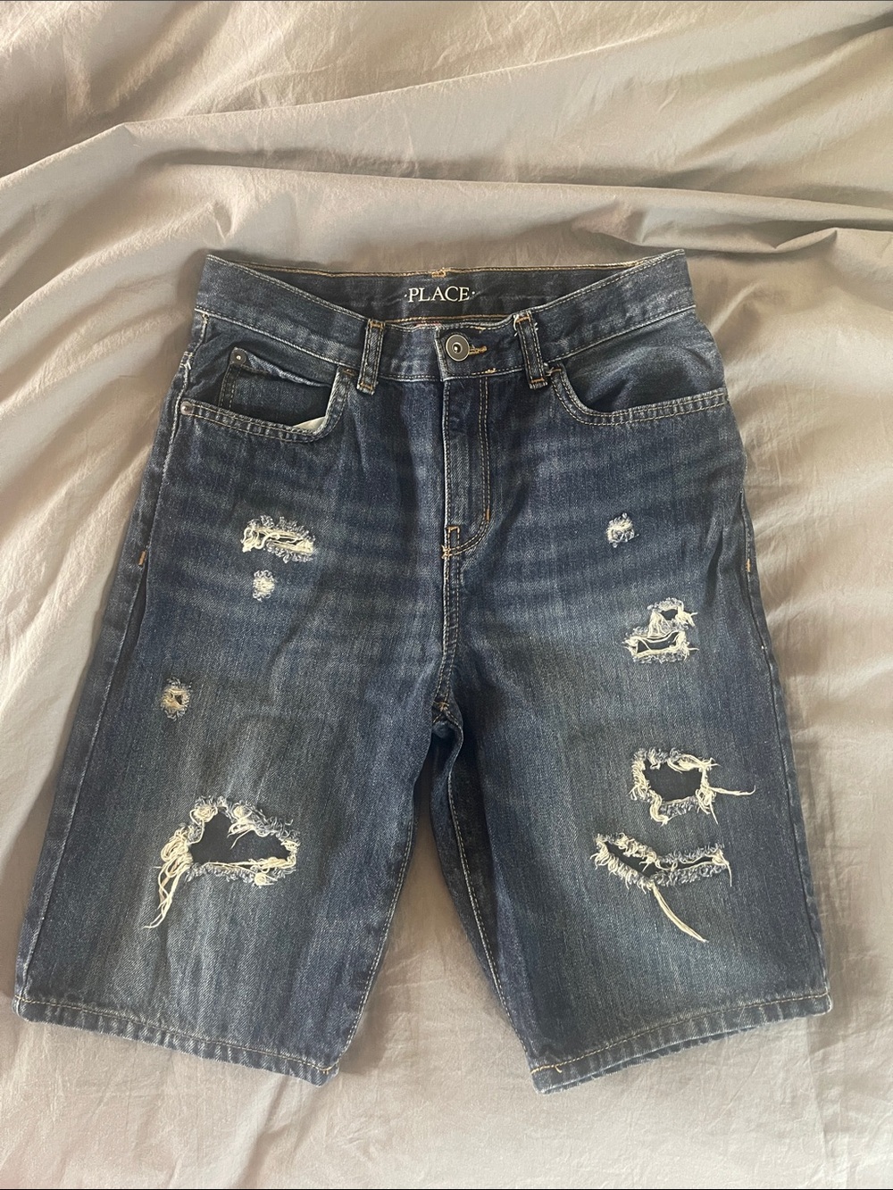 The Children's Place Distressed Dark Blue Denim Jean Shorts